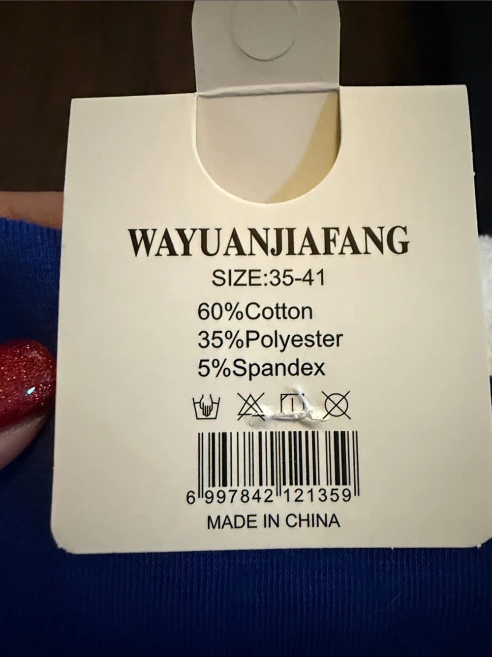 Blue Women's Crew Socks with White Logo